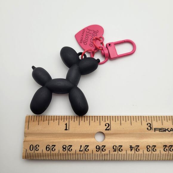 Balloon Animal Keychain Matte Black Dog 1.5" Adorable - Picture 3 of 3